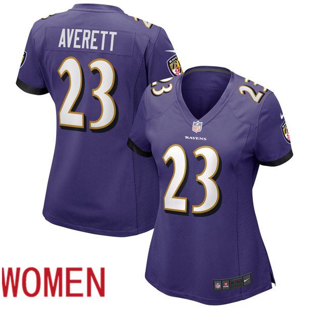 Women Baltimore Ravens #23 Anthony Averett Purple Nike Limited Player NFL Jersey->baltimore ravens->NFL Jersey